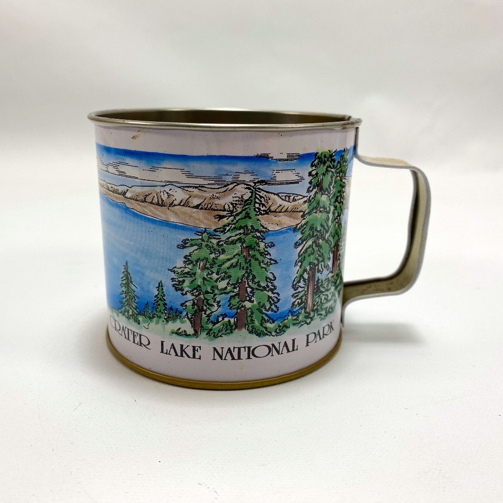 Vintage Crater Lake National Park Tin Cup Souvenir Collectible Wizard Island